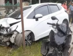 Akibat Kelalayan Pengemudi Mobil Honda Jazz Tabrak Tiga Motor Di Rangkasbitung, Lima Orang Luka-Luka